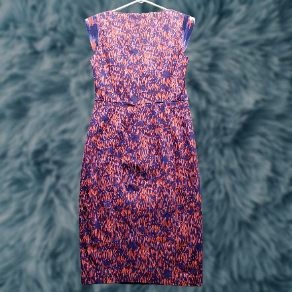 French Connection French Connection Women 8 Multicolor Ikat Lined Cap Sleeve Back Zip Sheath Dress - White? No, Size M / US 6-8 / IT 42-44 - 1 Thumbnail