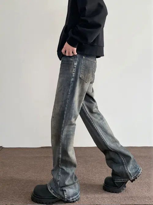 VIBE American retro dirtyfit washed distressed ink-splashed jeans Size US 32 / EU 48 - 5 Thumbnail