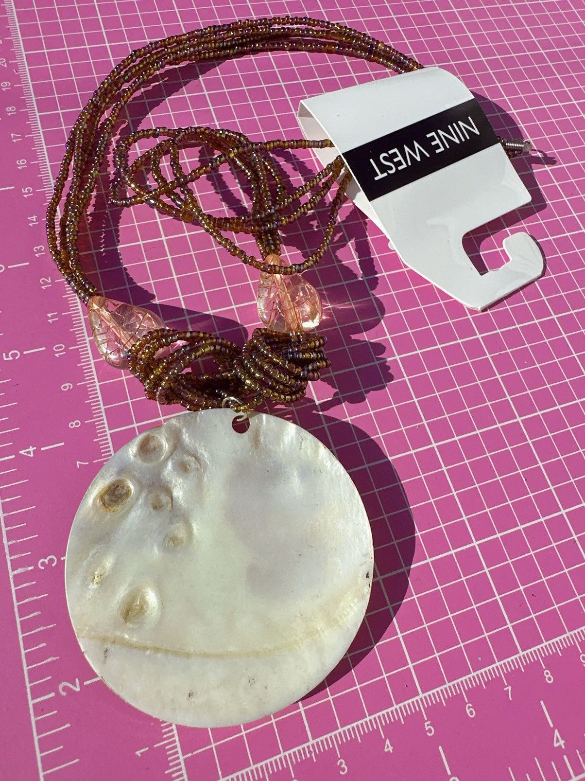 Nine West Nine West beaded real natural shell pendant necklace orange Size ONE SIZE - 4 Thumbnail