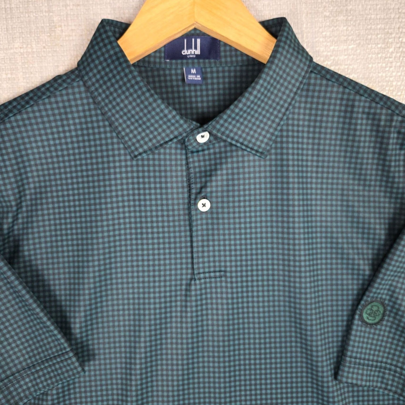 Vintage Dunhill Polo Shirt Mens Green Check Short Sleeve Collared Lightweight Moisture Wicking UV Performance Golf Casual Shirt Size M Size US M / EU 48-50 / 2 - 2 Thumbnail