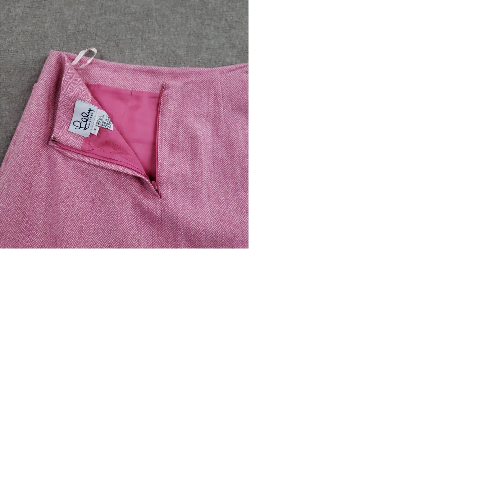 Lilly Pulitzer VINTAGE Lilly Pulitzer Skirt Womens 4 Pink Herringbone Tweed Wool A-Line Lined Pockets Size 27" / US 4 / IT 40 - 9 Thumbnail