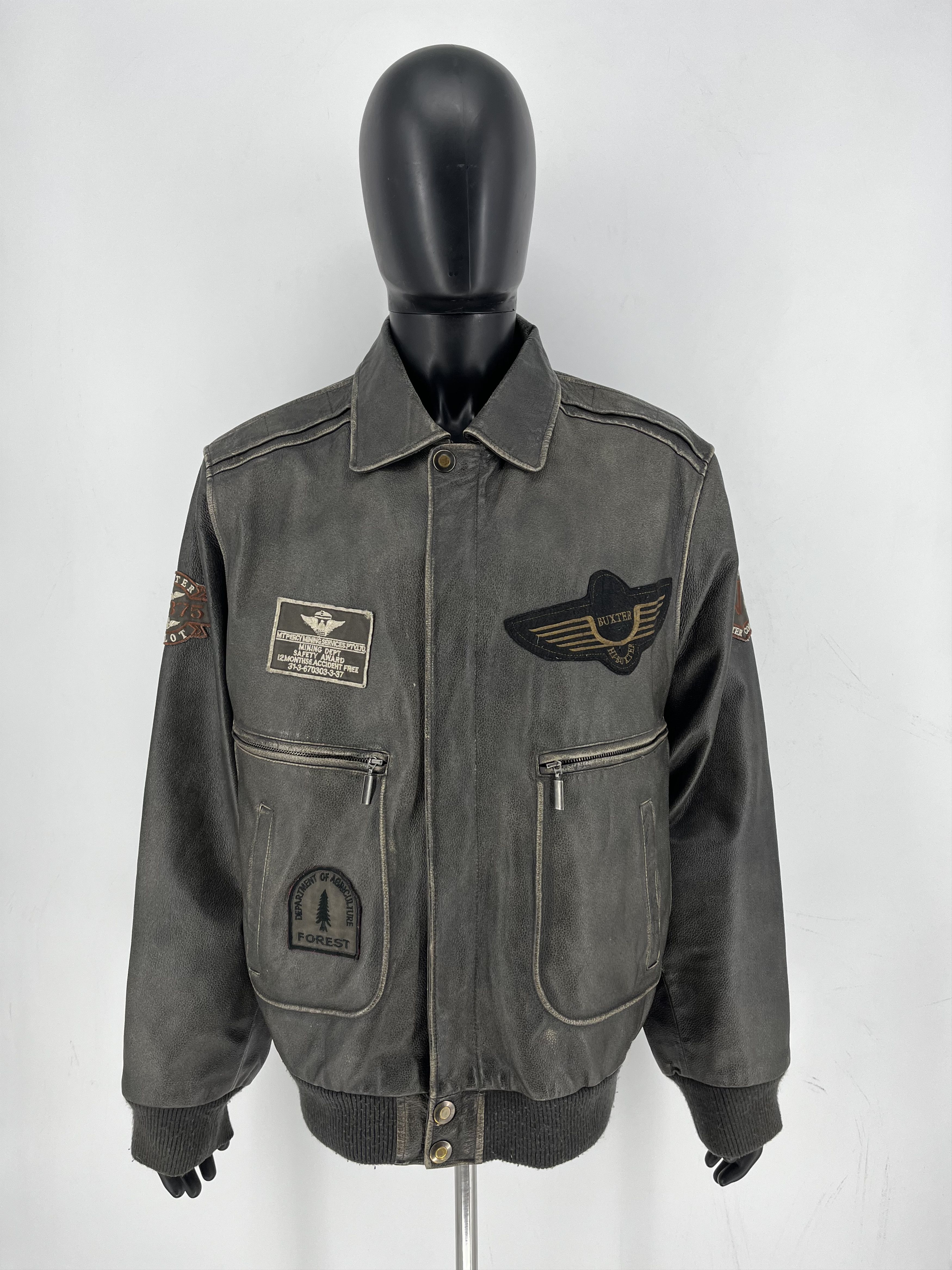 Leather Explorer Vtg Leather Bomber Jacket – Distressed Patina 90s Size US XXL / EU 58 / 5 - 3 Thumbnail
