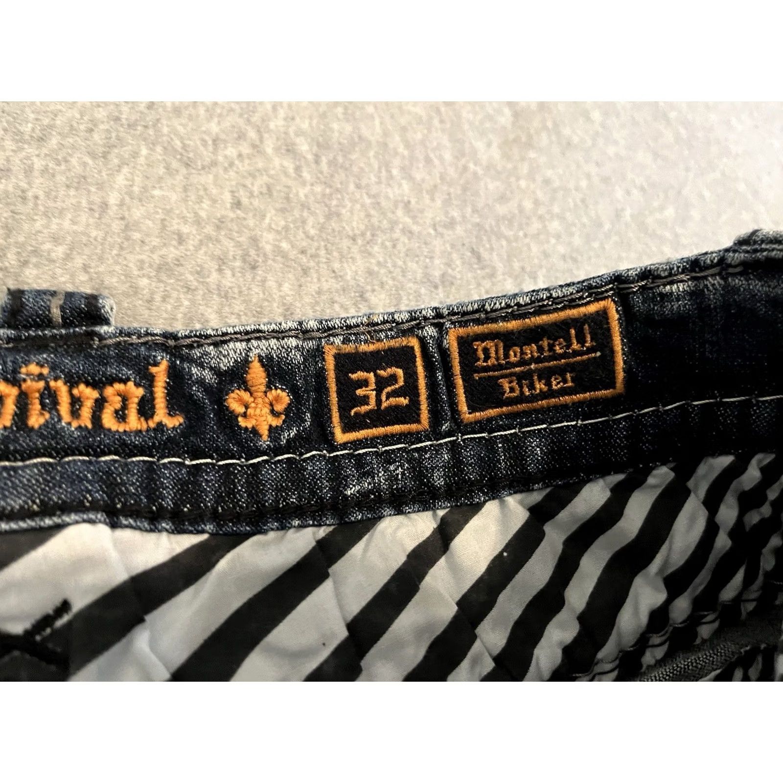 Vintage Rock Revival Jeans Biker Distressed Denim Mens 32x33 NWT Blue 32 33 Cotton/Elastane Mens Size US 32 / EU 48 - 2 Thumbnail