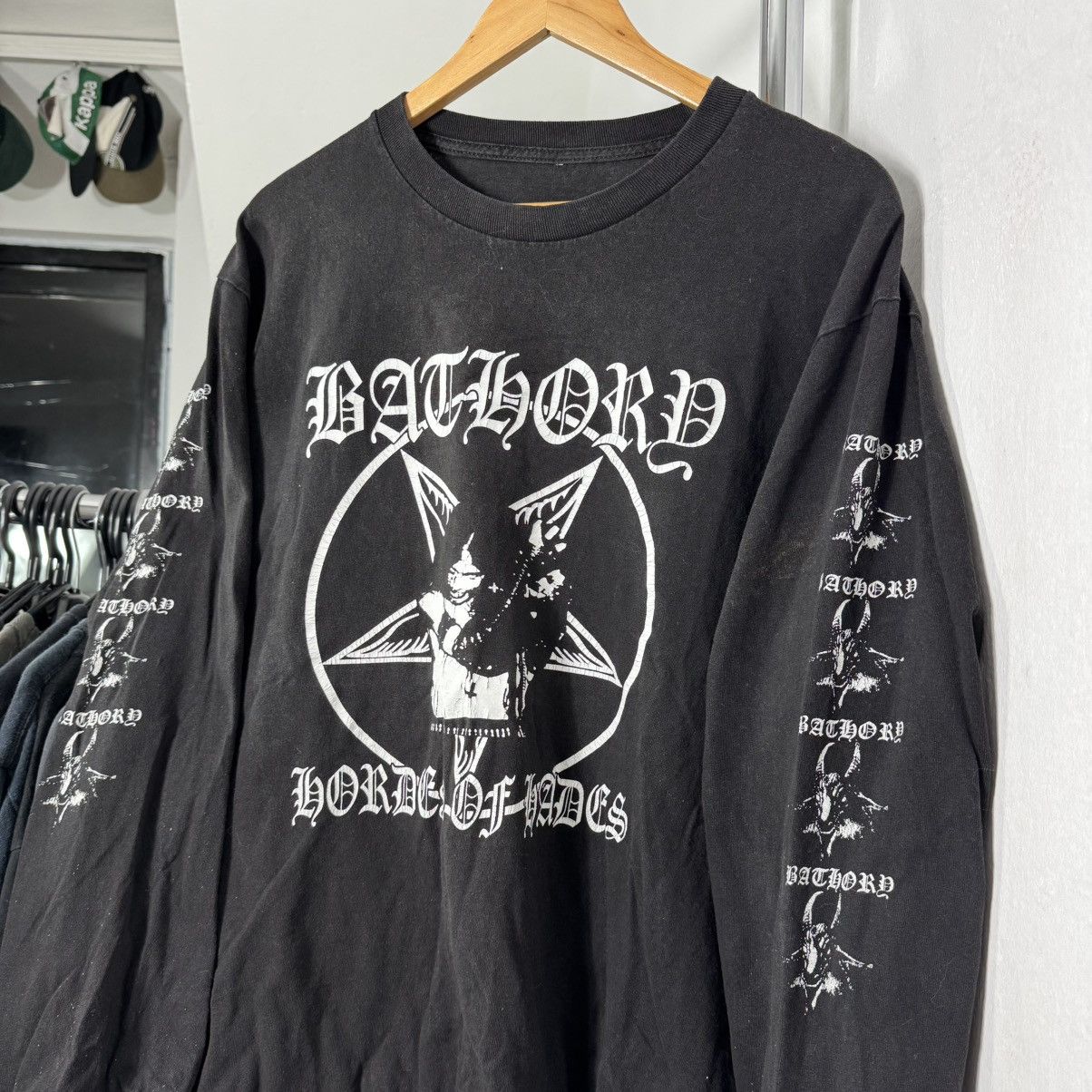 Band Tees × Vintage Vintage Bathory Washed Distressed Longsleeve black metal 666 Size US XL / EU 56 / 4 - 11 Thumbnail