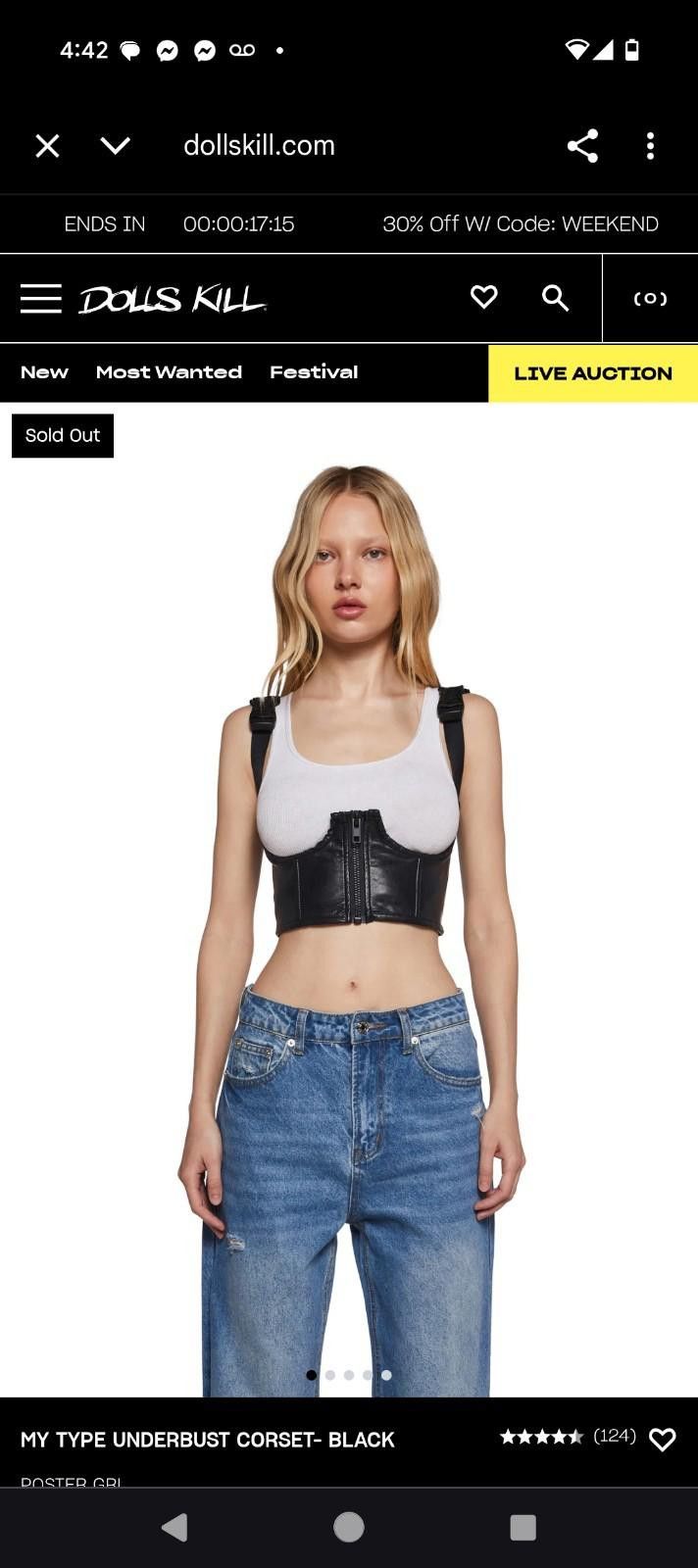 Designer Dolls Kill Poster Grl Black Vegan Leather Underbust Corset Size ONE SIZE - 8 Thumbnail