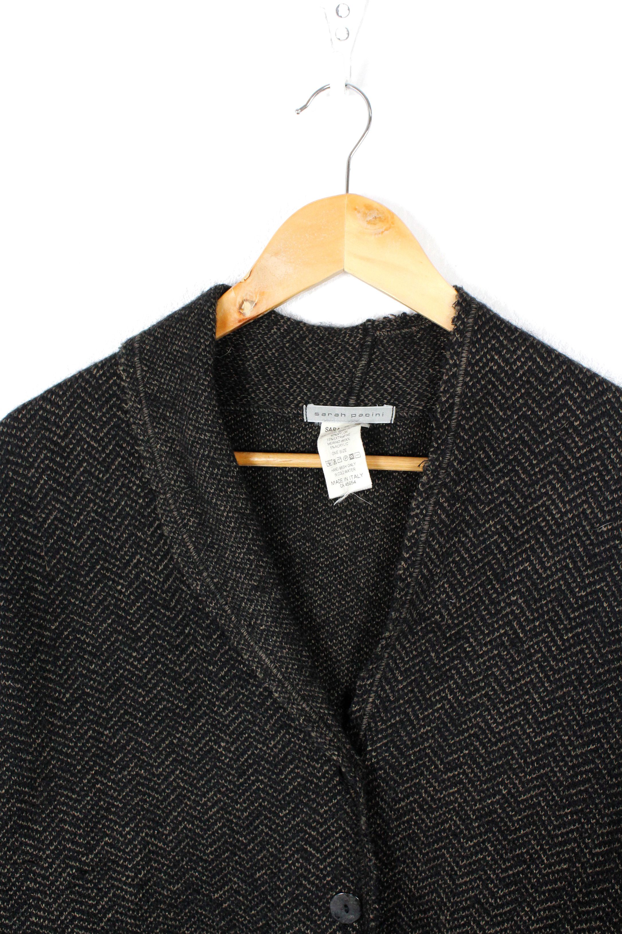 Sarah Pacini Sarah Pacini Herringbone Knit Alpaca Asymmetrical Cardigan Size M / US 6-8 / IT 42-44 - 2 Thumbnail