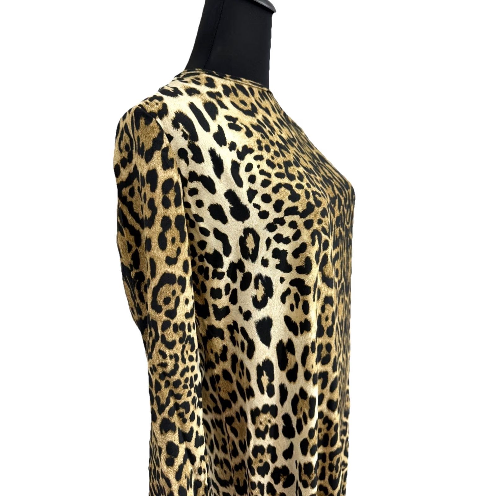 Zara Zara Leopard Print Midi Dress Womens XS Long Sleeve Animal Print Size XS / US 0-2 / IT 36-38 - 4 Thumbnail
