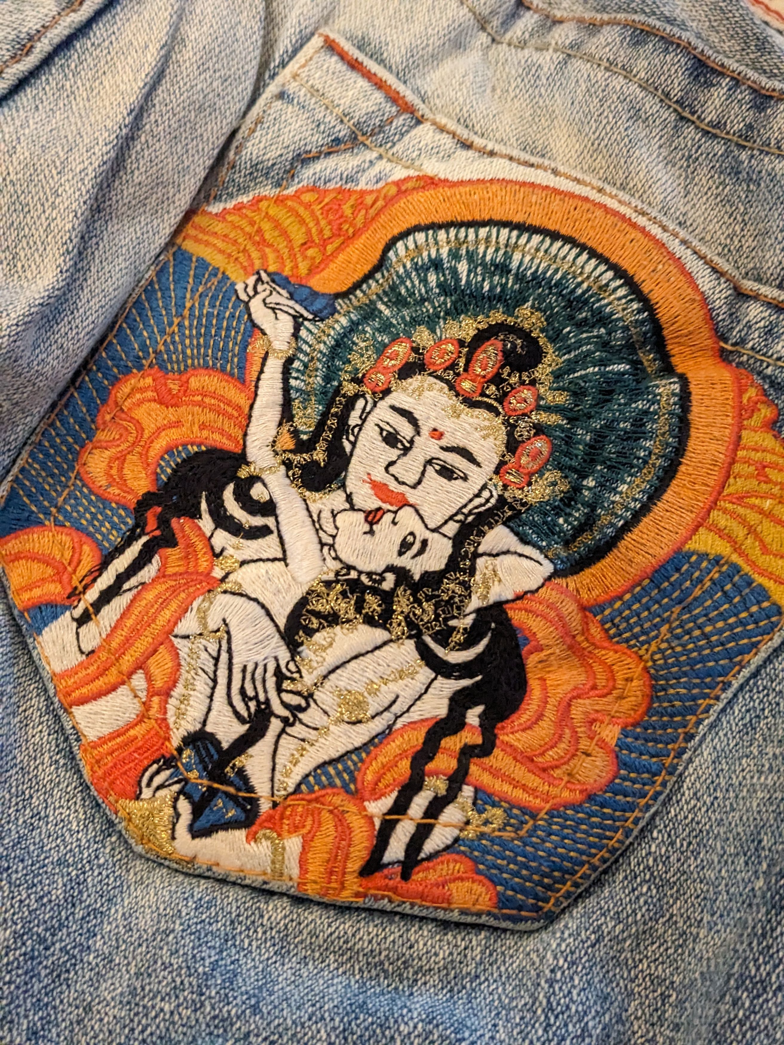 True Religion × Vintage Vintage 90s True Religion Sun Kama Sutra Size 27 Blue Denim Size 27" / US 4 / IT 40 - 2 Thumbnail