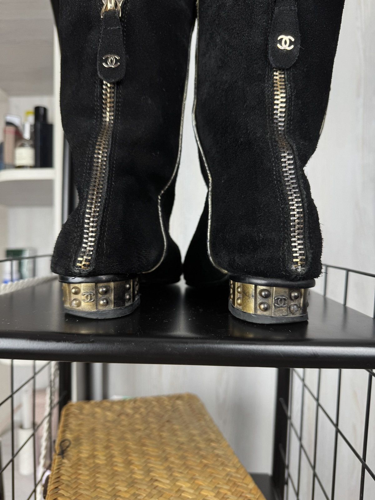 Chanel Chanel Archive Suede 90s 00s CC Logo Zipper Knee-High Boots Size US 8 / IT 38 - 6 Thumbnail