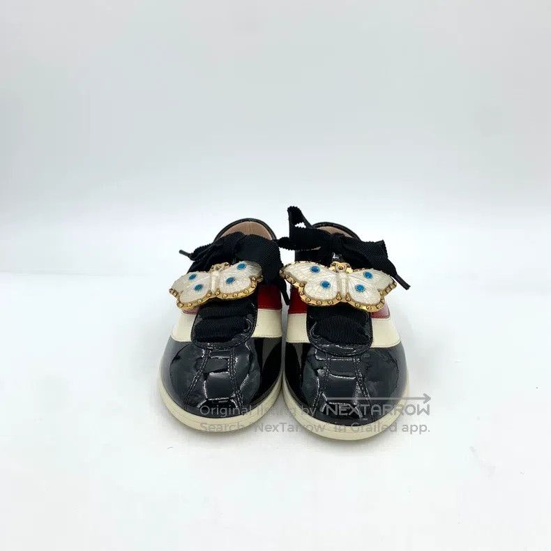 Gucci Gucci Black bow decoration shiny patent leather striped ca Size US 12 / IT 42 - 3 Thumbnail