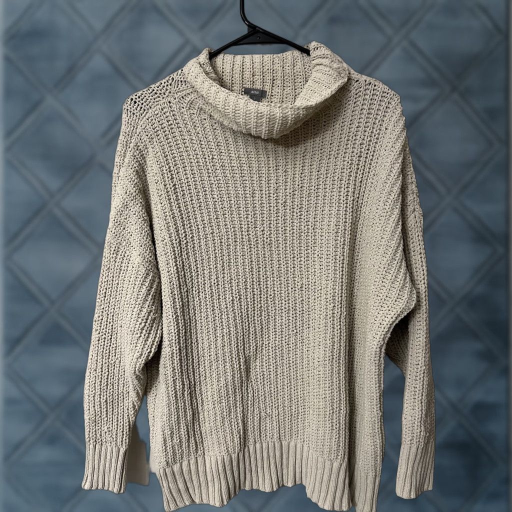 Vintage Aerie Sweatshirt Pullover Turtleneck Beige Size S Pockets Regular Fit Womens Size S / US 4 / IT 40 - 1 Thumbnail