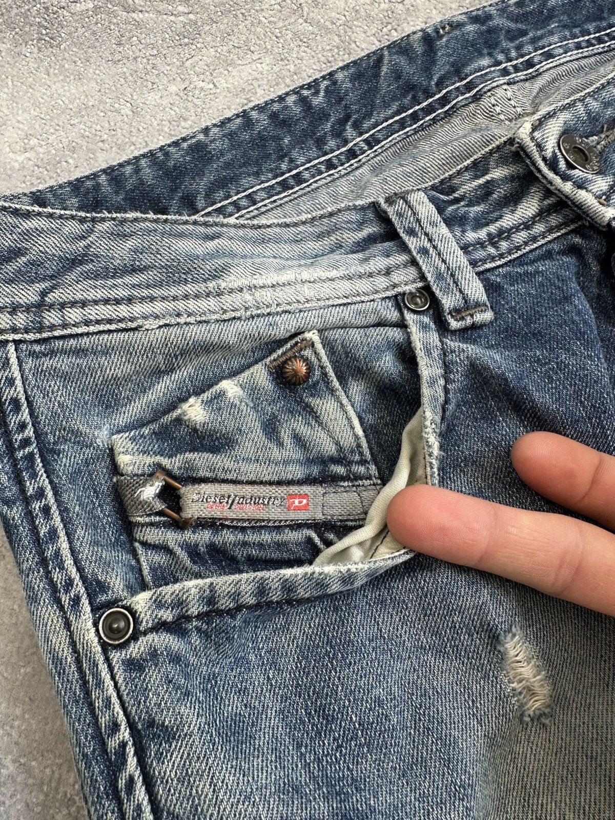Diesel Vintage Diesel Distressed Ripped Denim Jeans Japanese Stripe Size US 31 - 7 Thumbnail