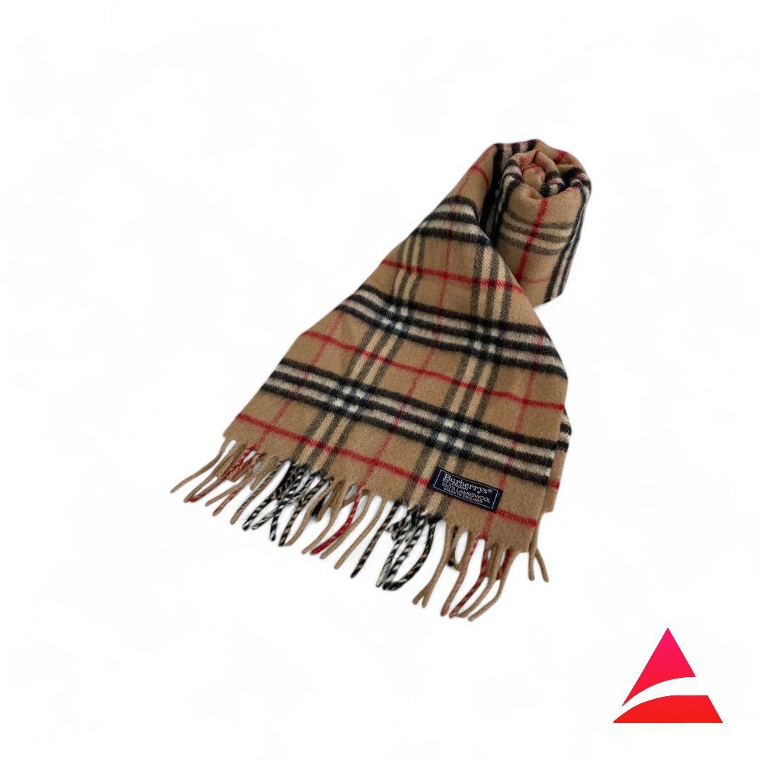 Burberry Burberry - Lambwool Vintage Scarf Check Print Brown Beige Size ONE SIZE - 1 Thumbnail