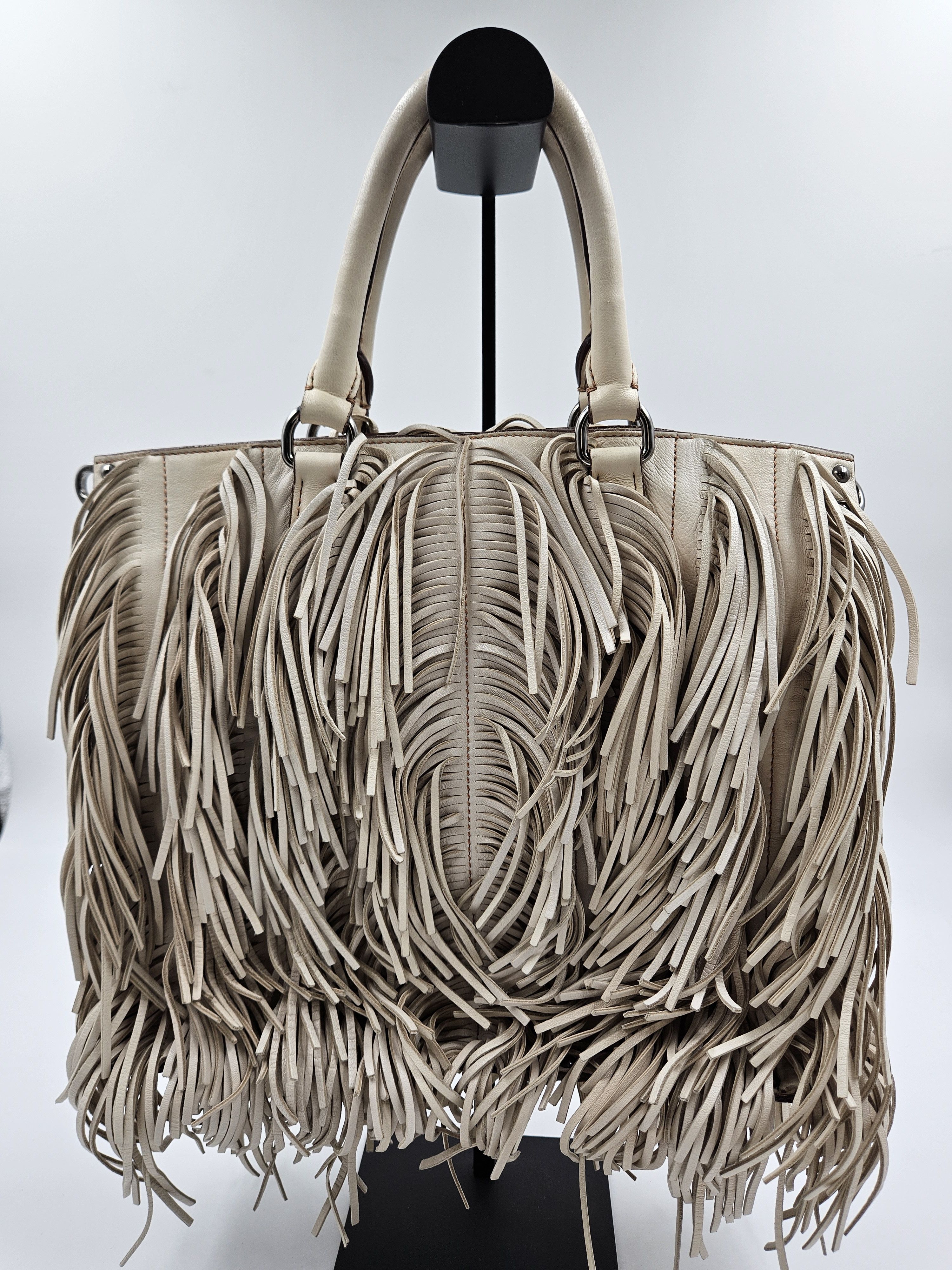 Prada Beige Nappa Fringe Tote Bag Size ONE SIZE - 7 Thumbnail