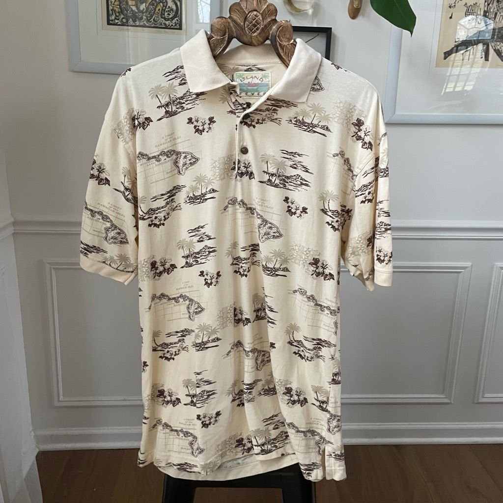 Vintage Vintage 90s Island Fever Hawaiian Islands Novelty Print Polo Size US L / EU 52-54 / 3 - 2 Thumbnail