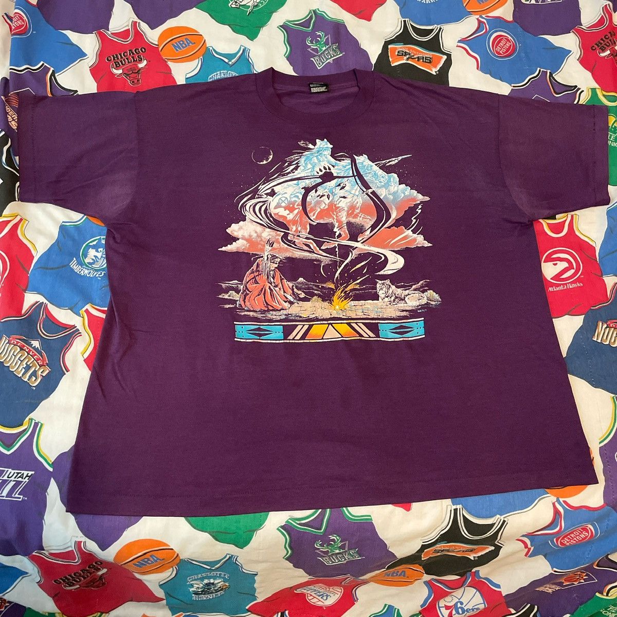 Native × Vintage Vintage 90s Native American Wolf Wolves Nature Tee Size US XXL / EU 58 / 5 - 1 Thumbnail