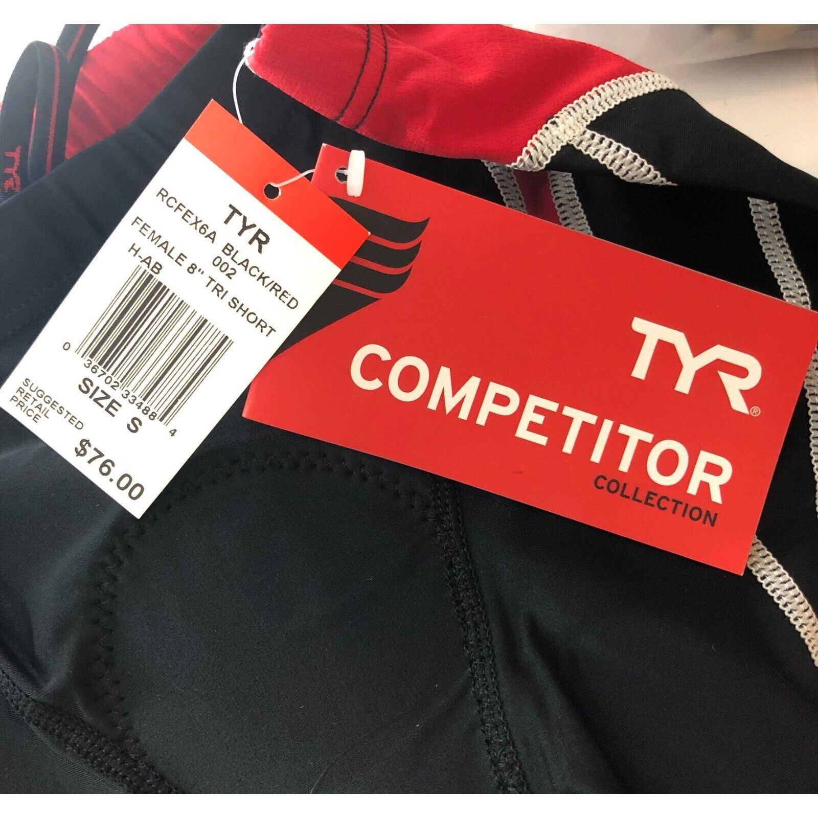 Other TYR Womens 8 Inch Tri Shorts Triathlon Padded Grippers Black Size 22" - 4 Thumbnail