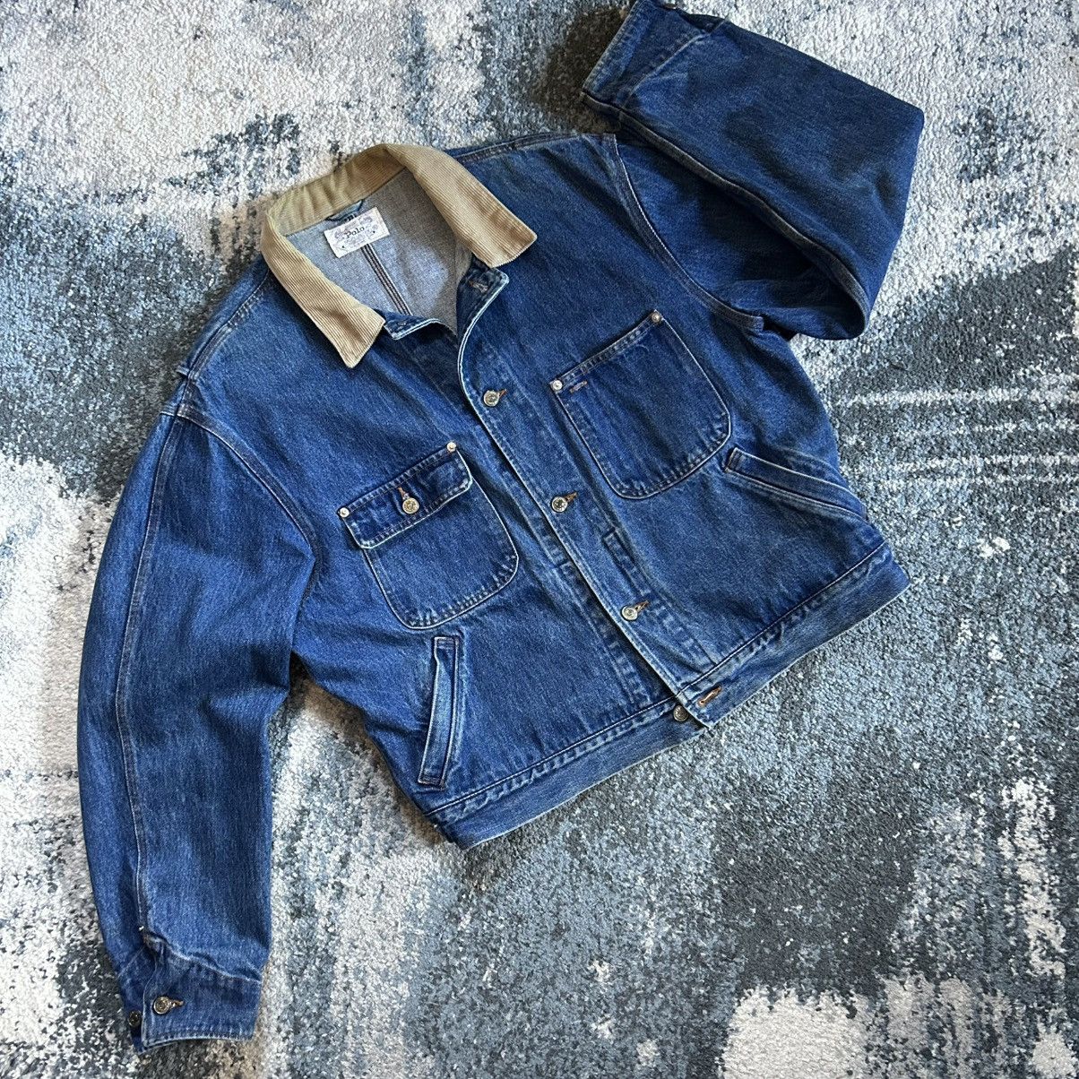 Polo Ralph Lauren 90s HEAVYWEiGHT CROPPED DARTED iNDiGO DENiM TRUCKER JACKET Size US M / EU 48-50 / 2 - 8 Thumbnail