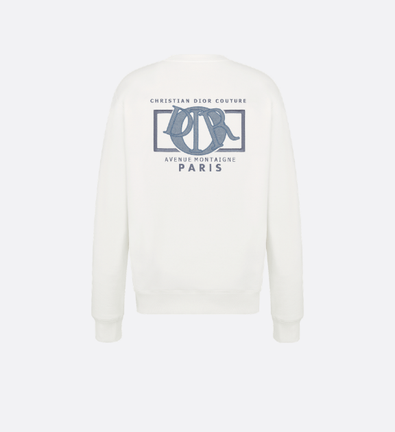 o1w1db10625 Dior Charm Relaxed-Fit Sweatshirt in White