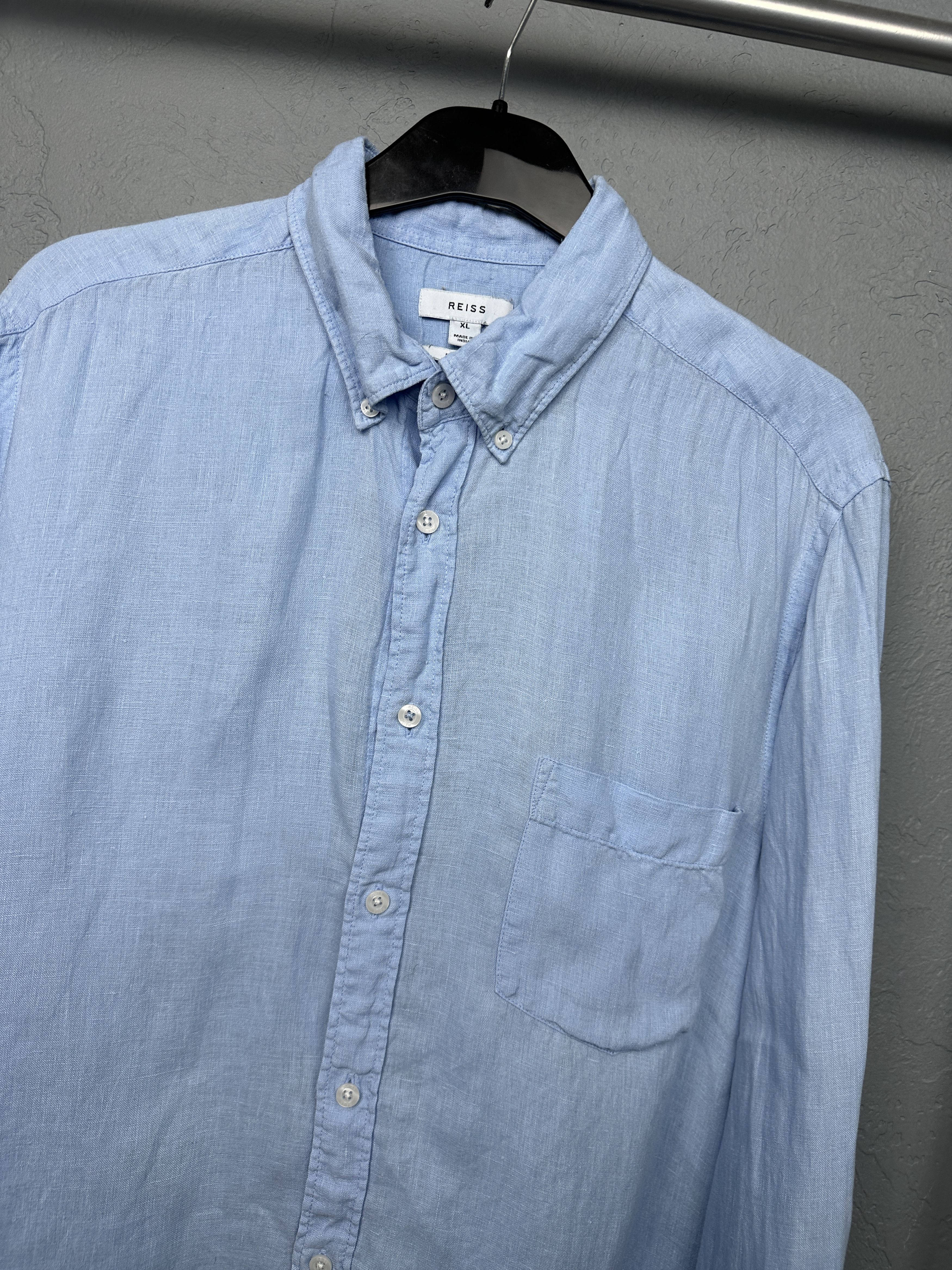 Reiss Reiss Mens Linen Long Sleeve Shirt Size US XL / EU 56 / 4 - 2 Thumbnail