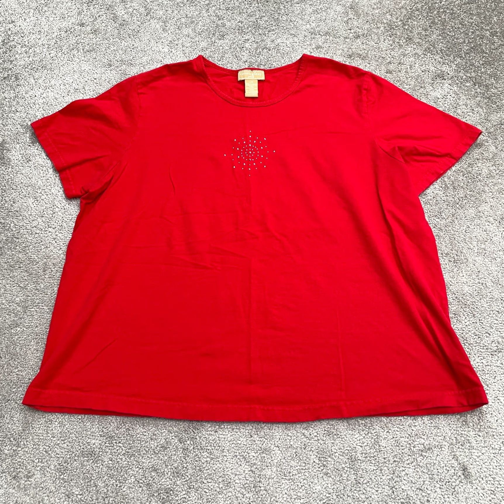 Cotton On VINTAGE Cotton Ginny Plus Studded T-Shirt Womens Large Red Crew Neck Short Sleeve Casual Size L / US 10 / IT 46 - 2 Thumbnail