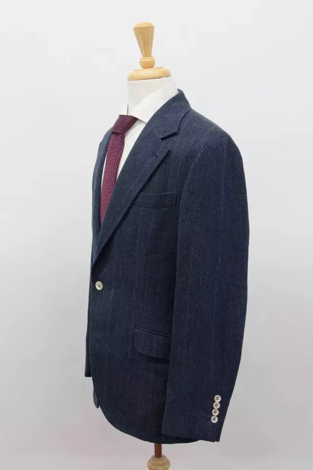 Brunello Cucinelli o1w1db10725 Jacket Linen in Dark Blue Size US L / EU 52-54 / 3 - 2 Thumbnail