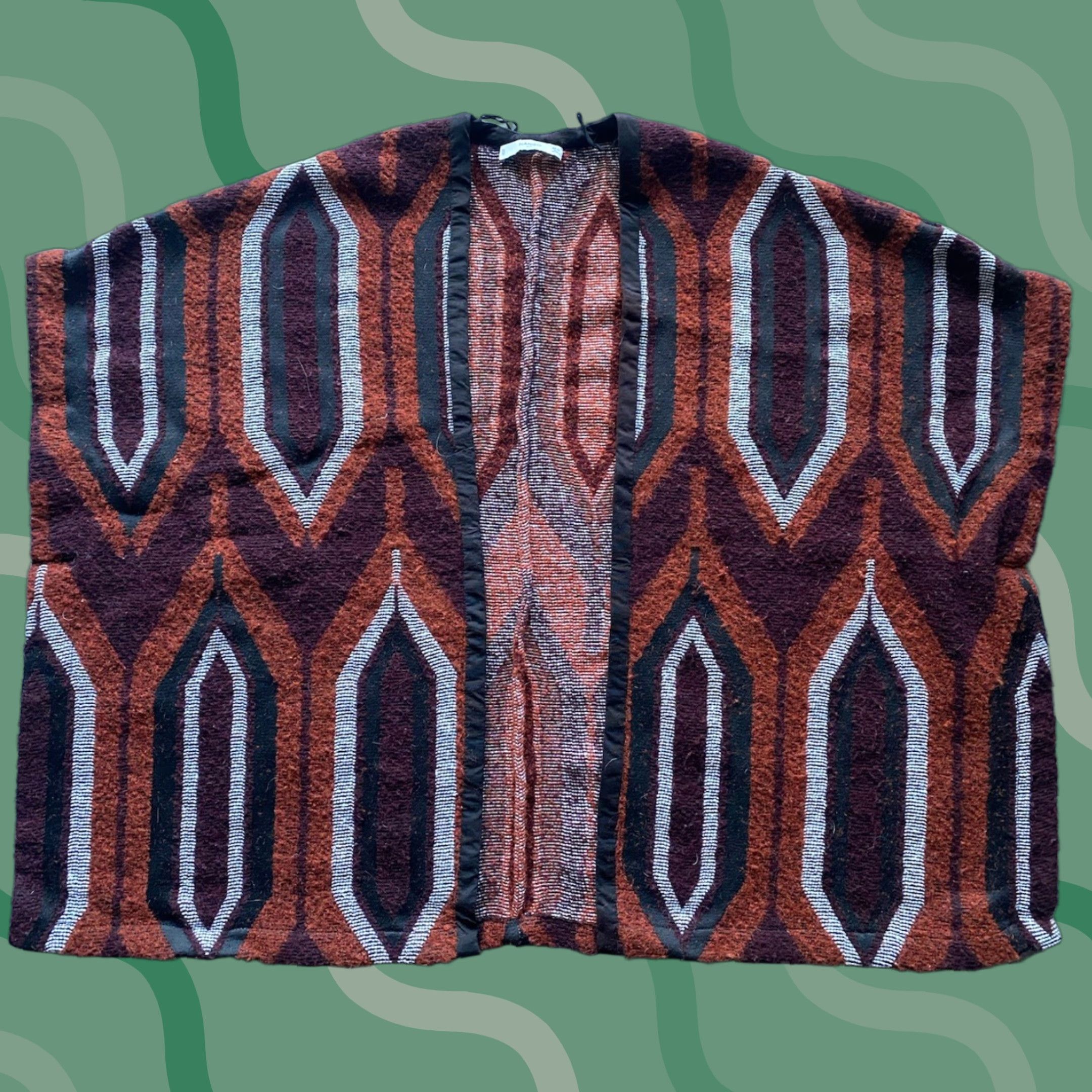 Mango Mango Cape Geometric Open Front Alpaca Wool Blend One Size Poncho Kate Moss Women Multicolor Wool Blend Open Front Cape Size ONE SIZE - 1 Thumbnail