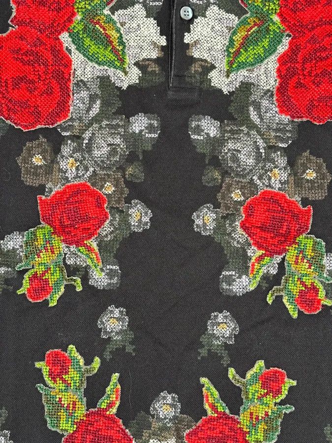 Dolce & Gabbana 2010s Dolce & Gabbana Black Polo Cotton Floral Embroidered Size US S / EU 44-46 / 1 - 8 Thumbnail