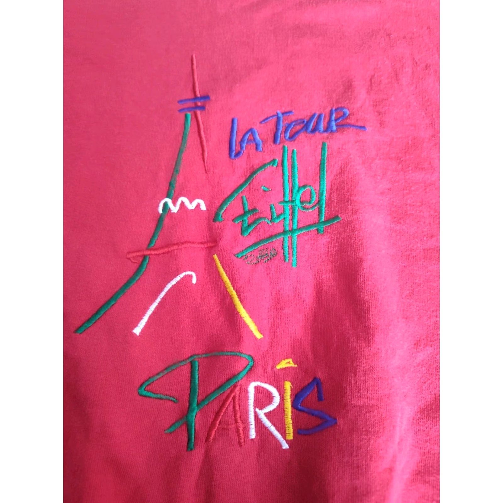 Vintage Vintage Brand Vintage Logo La Tour Eiffel Paris Spellout Big Logo Sweatshirt Red M/L Size US M / EU 48-50 / 2 - 5 Thumbnail