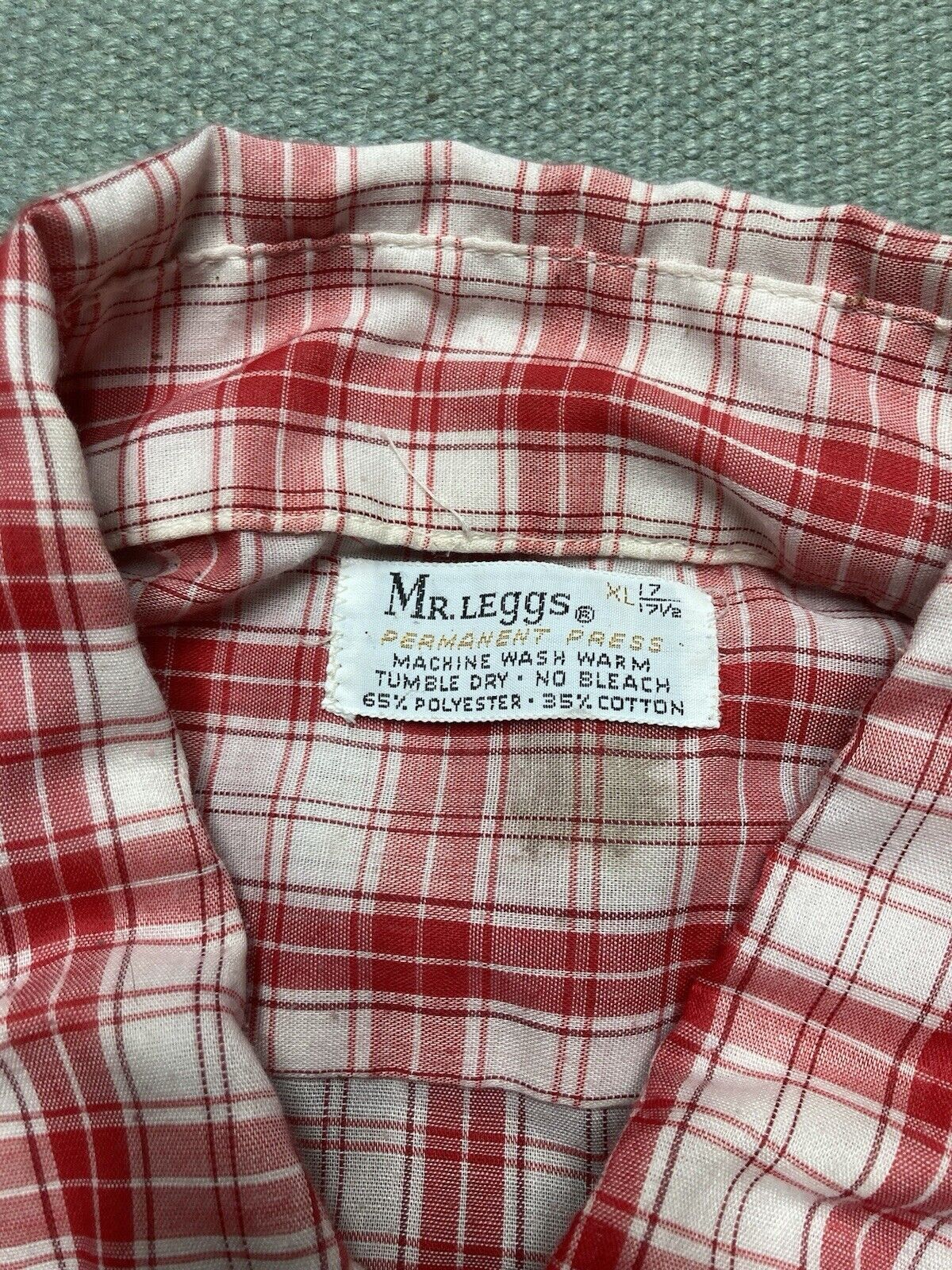 Vintage Vtg 70s button shirt Mr Leggs plaid check dagger collar XL Size US XL / EU 56 / 4 - 5 Thumbnail