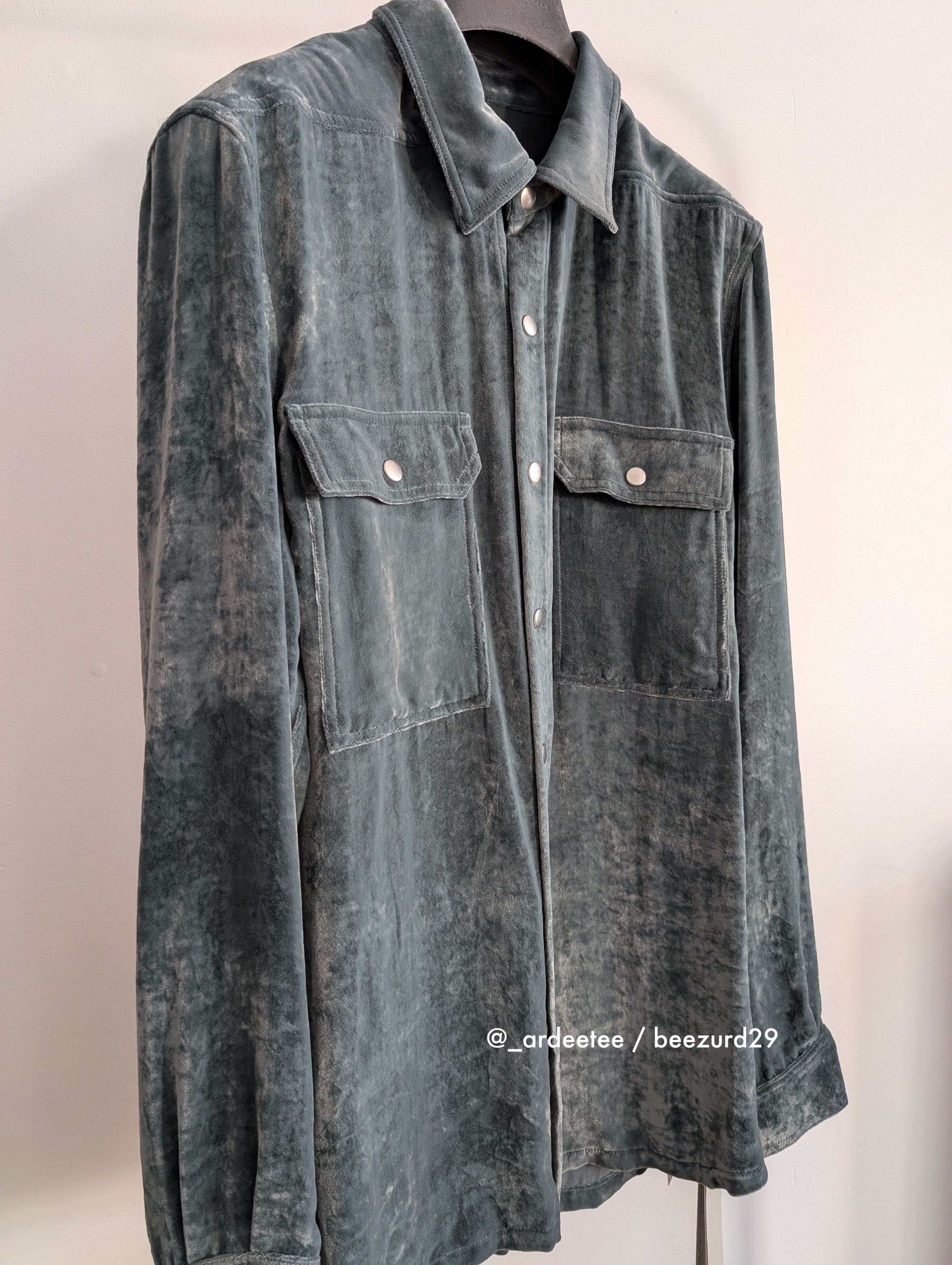 Rick Owens *NEW* VELVET TEAL OUTERSHIRT JACKET FW22 Size US S / EU 44-46 / 1 - 4 Thumbnail