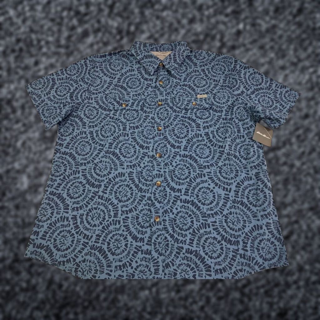 Eddie Bauer NWT Eddie Bauer Harbormist Short Sleeve Button-Up Shirt Large Blue Size US L / EU 52-54 / 3 - 1 Thumbnail