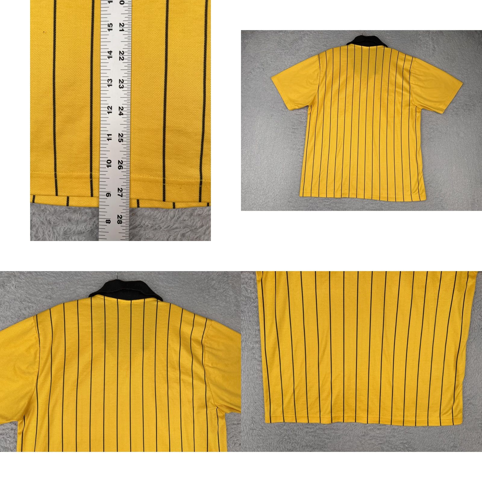 Vintage Score Referee Shirt Mens Large Yellow Black Striped Soccer Jersey Top Pockets Size US L / EU 52-54 / 3 - 9 Thumbnail