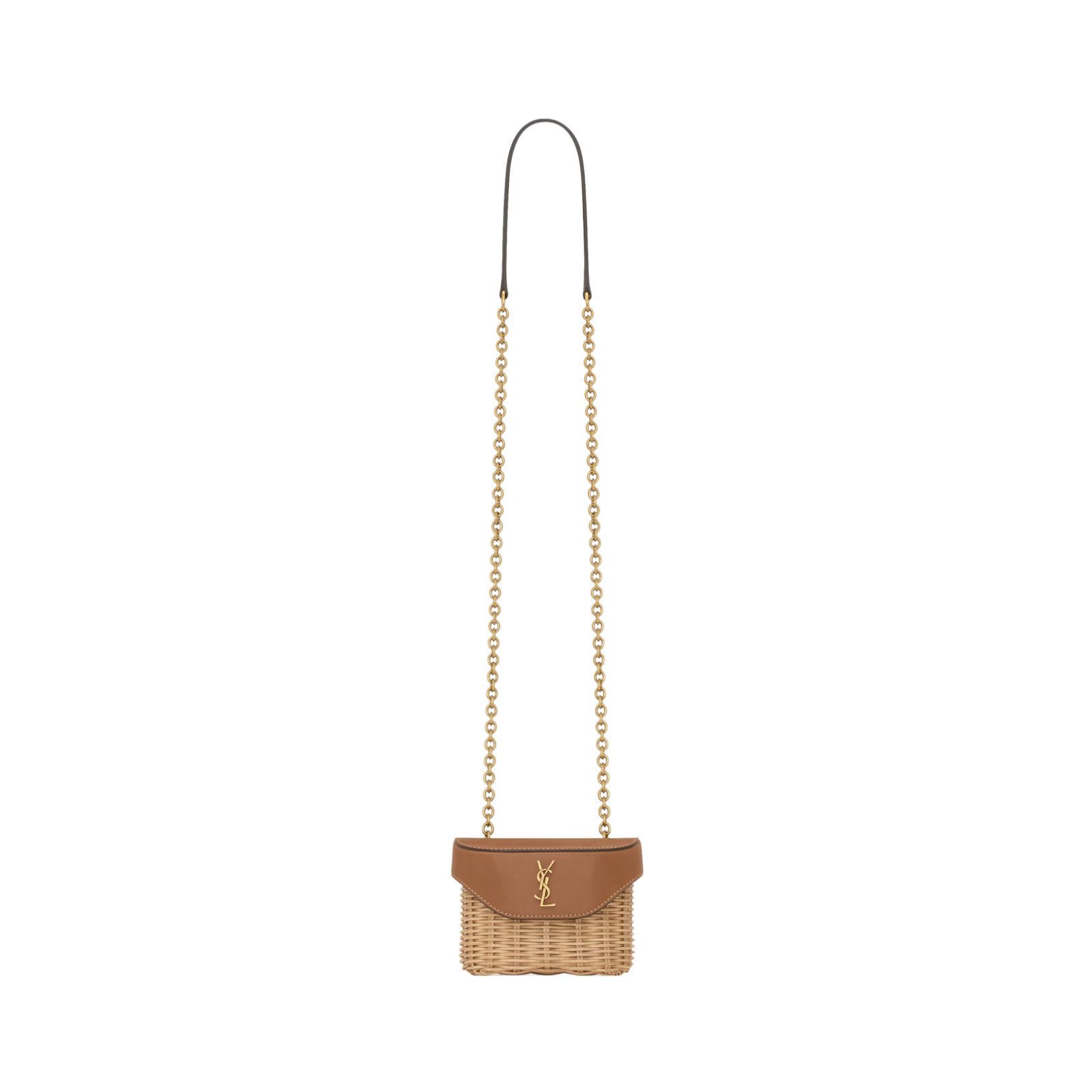 SAINT LAURENT June Micro Box In Osier $1900 Natural/Brick Cr