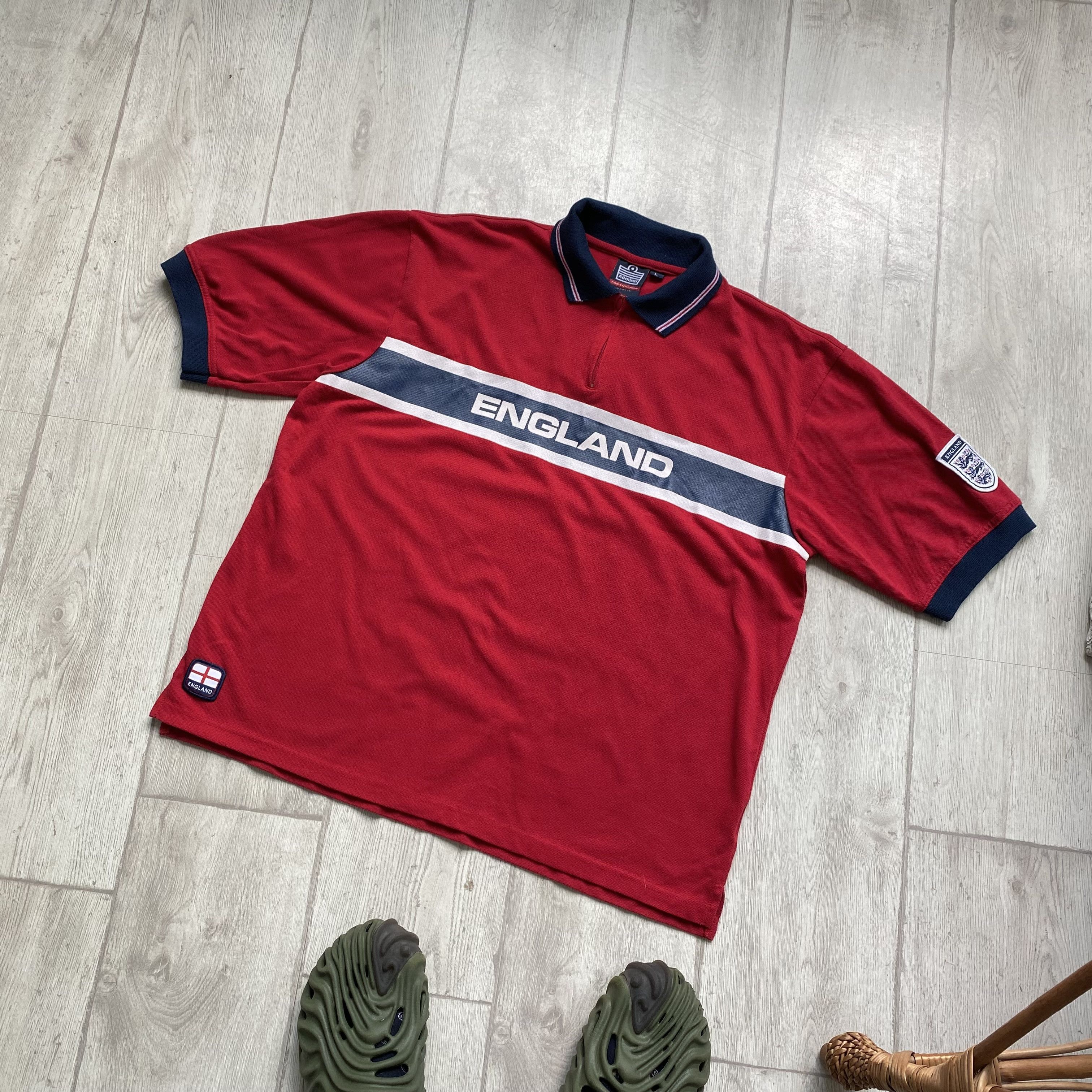 Reebok ⚽️ Vintage 90s England Union Soccer Boxy Polo Jersey Admiral Size US L / EU 52-54 / 3 - 5 Thumbnail