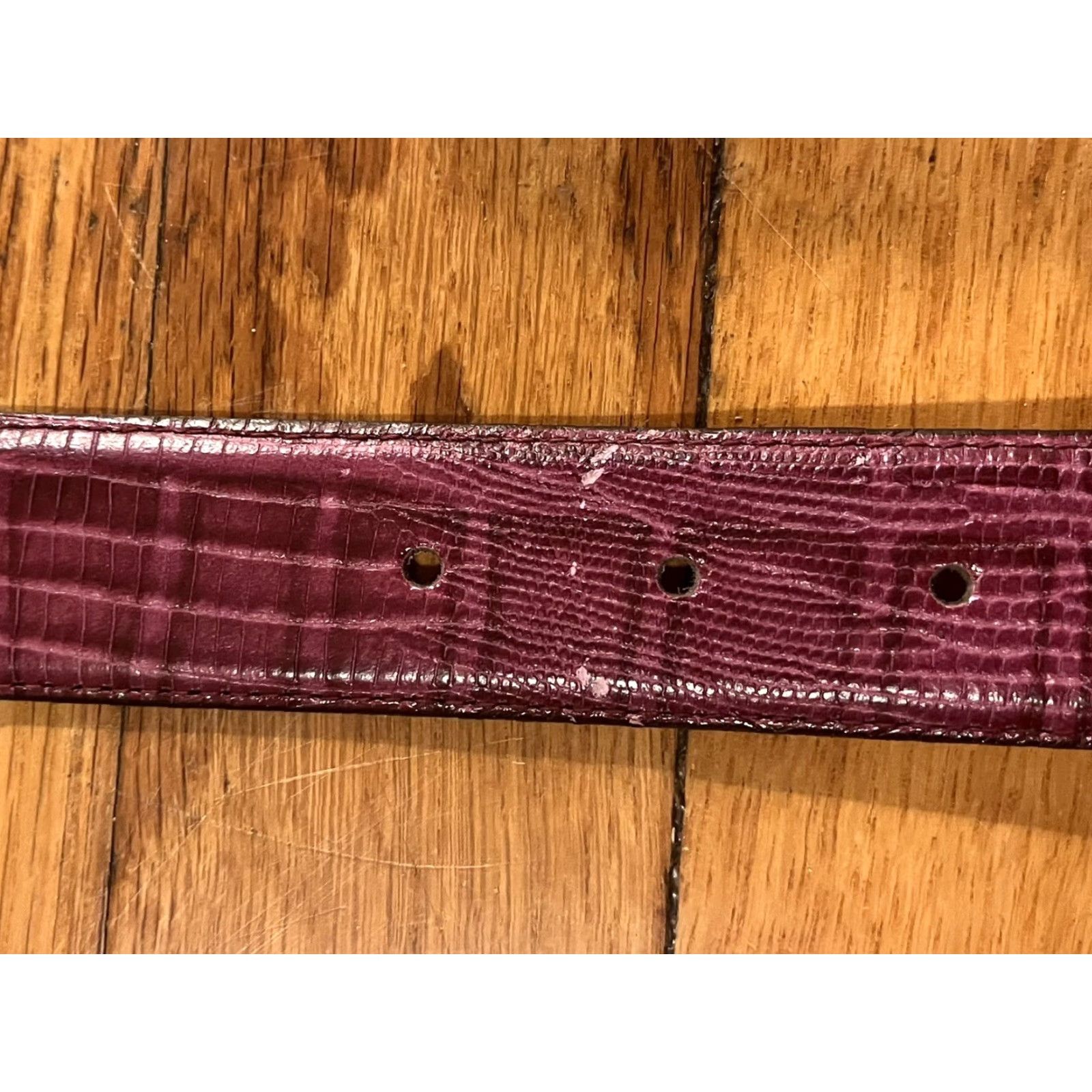 Vintage Ciprani Embossed Italian Alligator Calfskin Leather Belt Women's Large Purple Belt Womens Size ONE SIZE - 7 Thumbnail