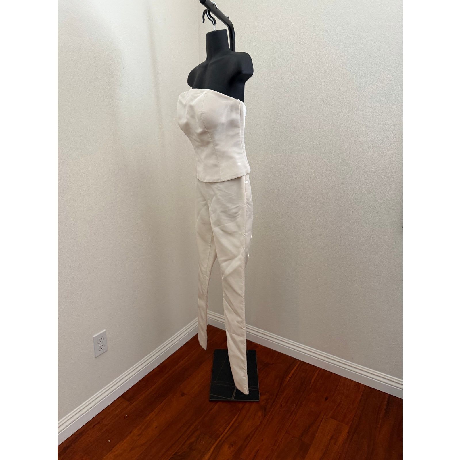 Sachin & Babi Sachin + Babi Silk Faille Bustier + Pants Set Ivory M Flaws Size 27" / US 4 / IT 40 - 2 Thumbnail