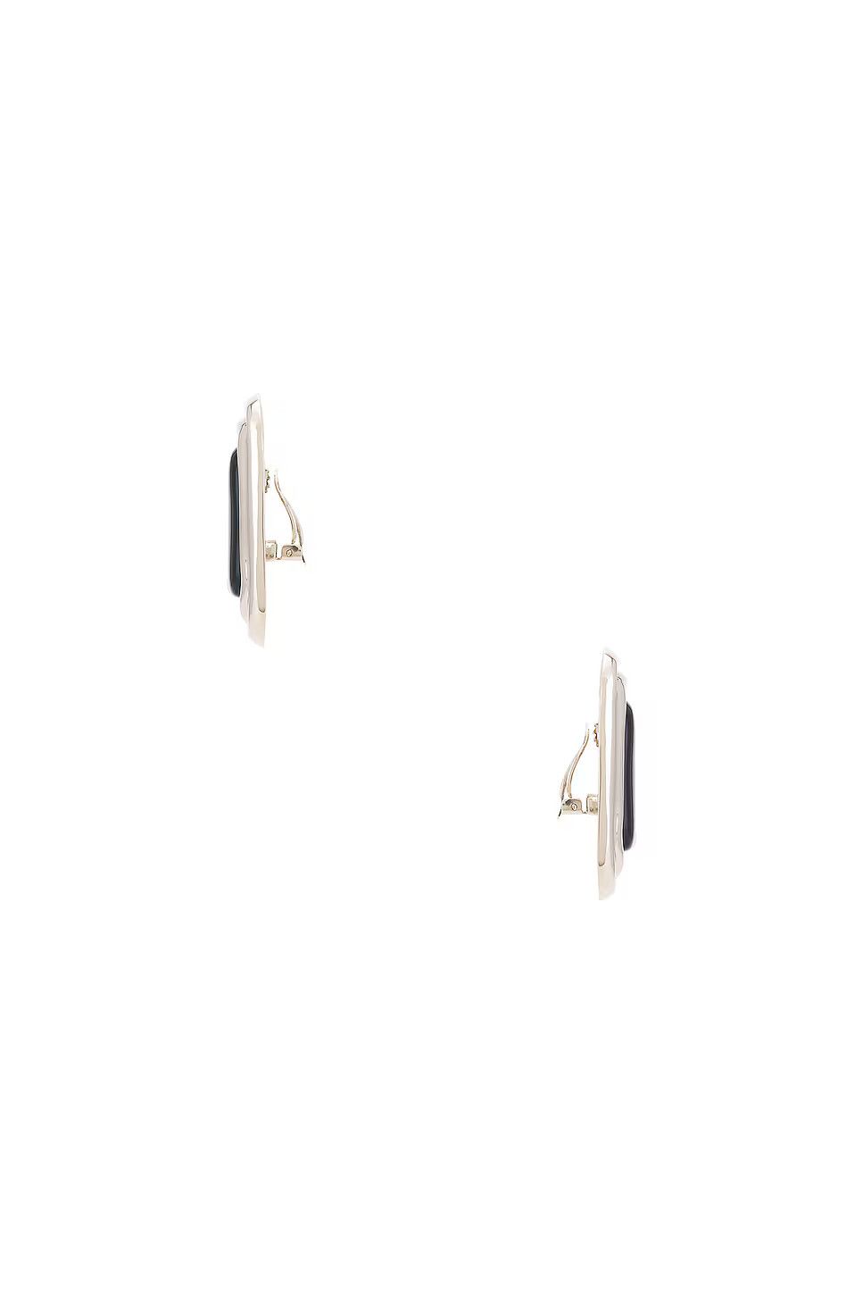 Saint Laurent Paris o1bcso1str0226 Size:OS/Square Cabochon Earrings in Black Size ONE SIZE - 2 Thumbnail