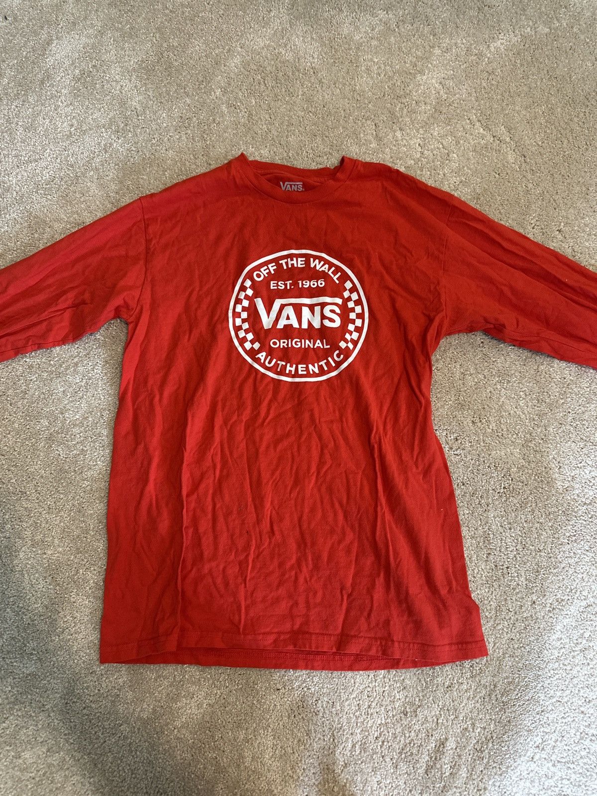 Vans Vans Off The Wall Logo Red Long Sleeve Tee Size US M / EU 48-50 / 2 - 1 Thumbnail