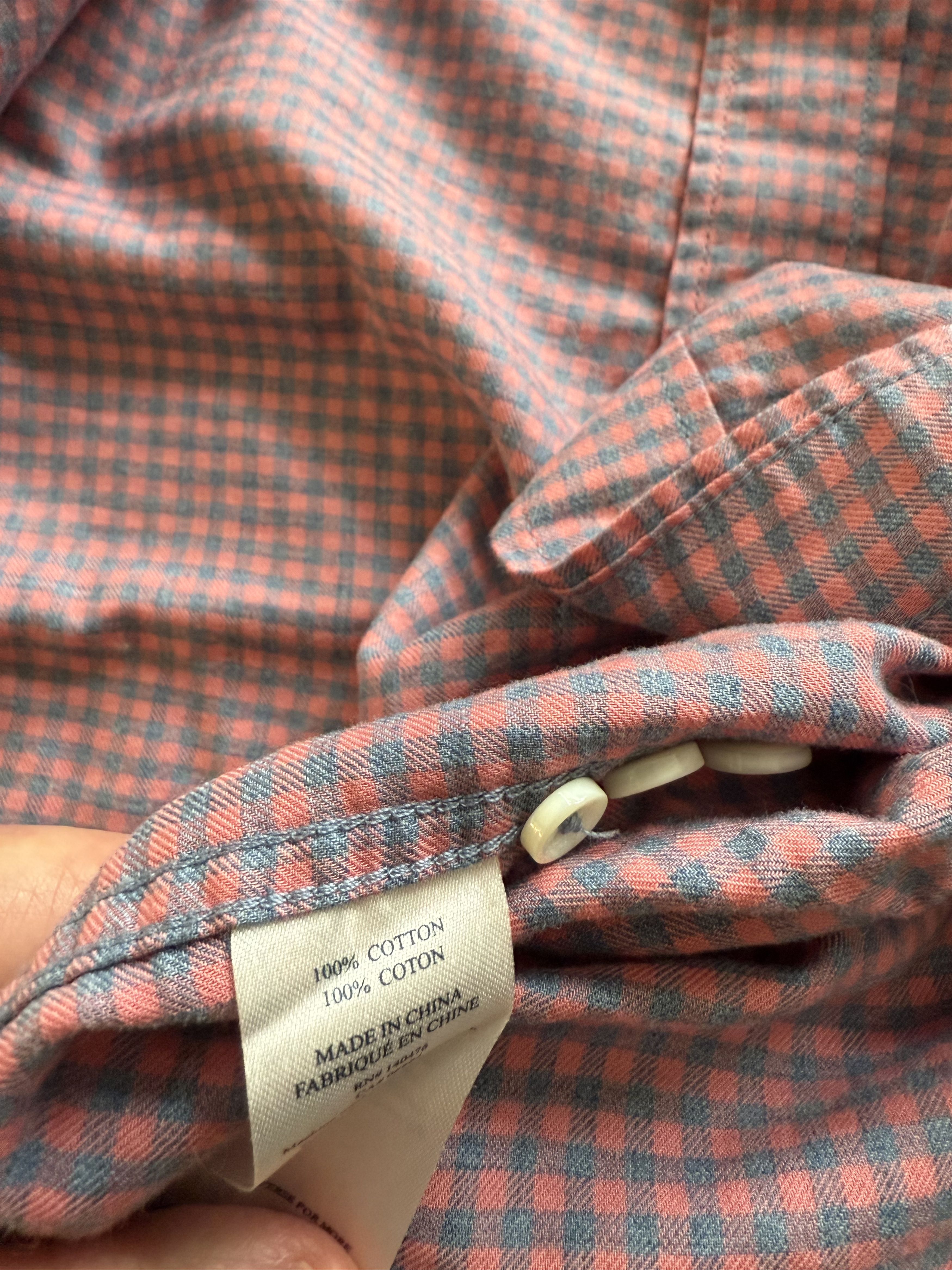 Faherty Faherty Dusty Pink & Blue Check Flannel Button Down Size US L / EU 52-54 / 3 - 6 Thumbnail