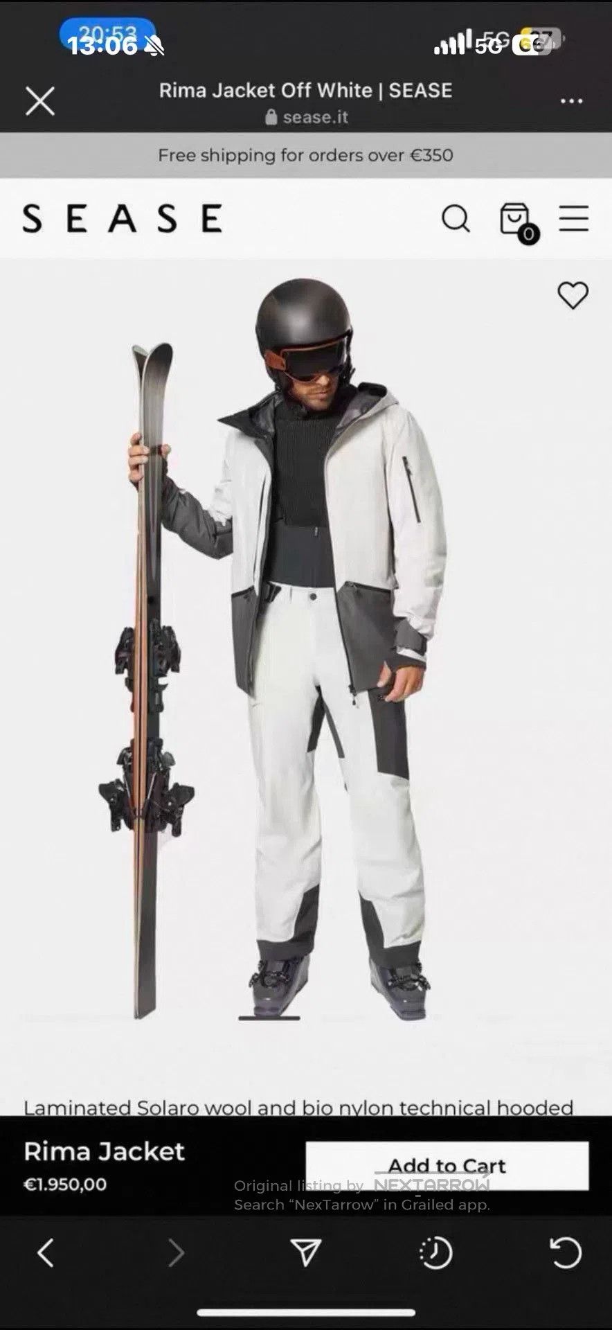SEASE Sease Rima Ski Jacket Off White. Size US XL / EU 56 / 4 - 8 Thumbnail