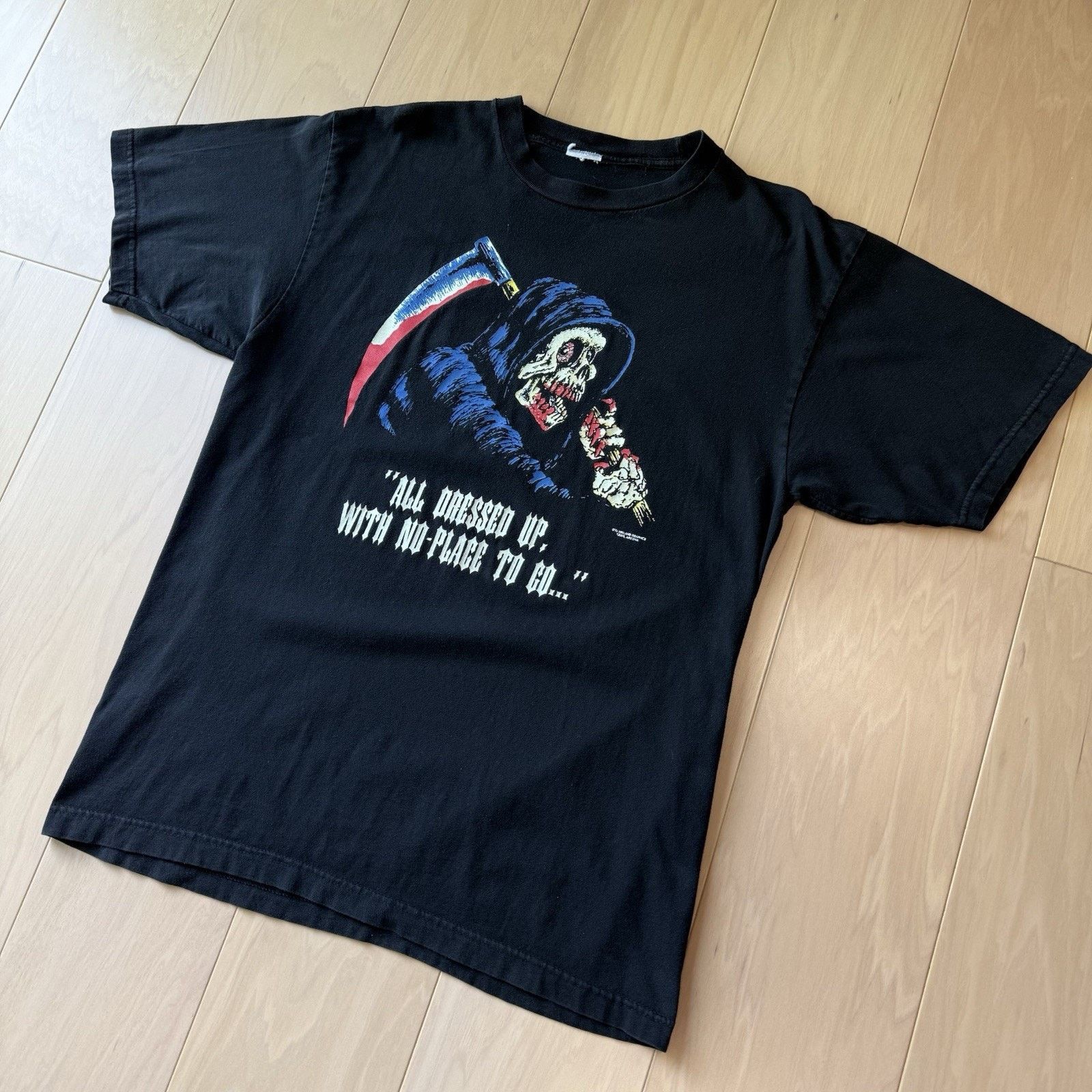 Vintage Vintage Grim Reaper Shirt Large Black 90s Streetwear Horror Size US L / EU 52-54 / 3 - 8 Thumbnail