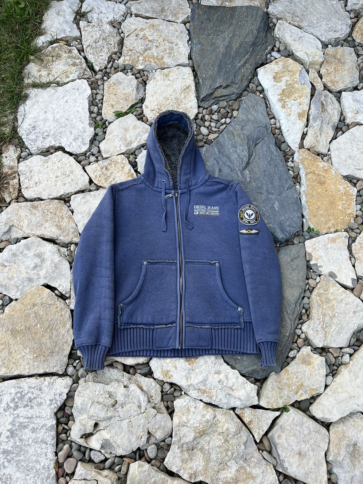 Diesel × Vintage Vintage Diesel jeans y2k heavy fur zip hoodie sherpa jacket Size US M / EU 48-50 / 2 - 1 Thumbnail