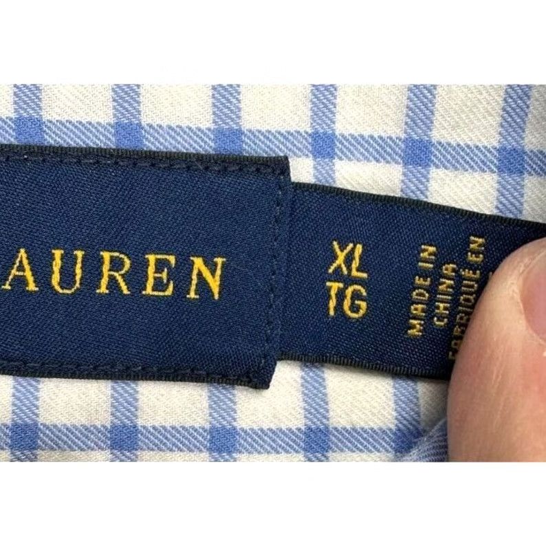 Ralph Lauren Ralph Lauren Button Down Shirt Adult XL White Blue Grid Check Plaid Pony Mens Size US XL / EU 56 / 4 - 4 Thumbnail