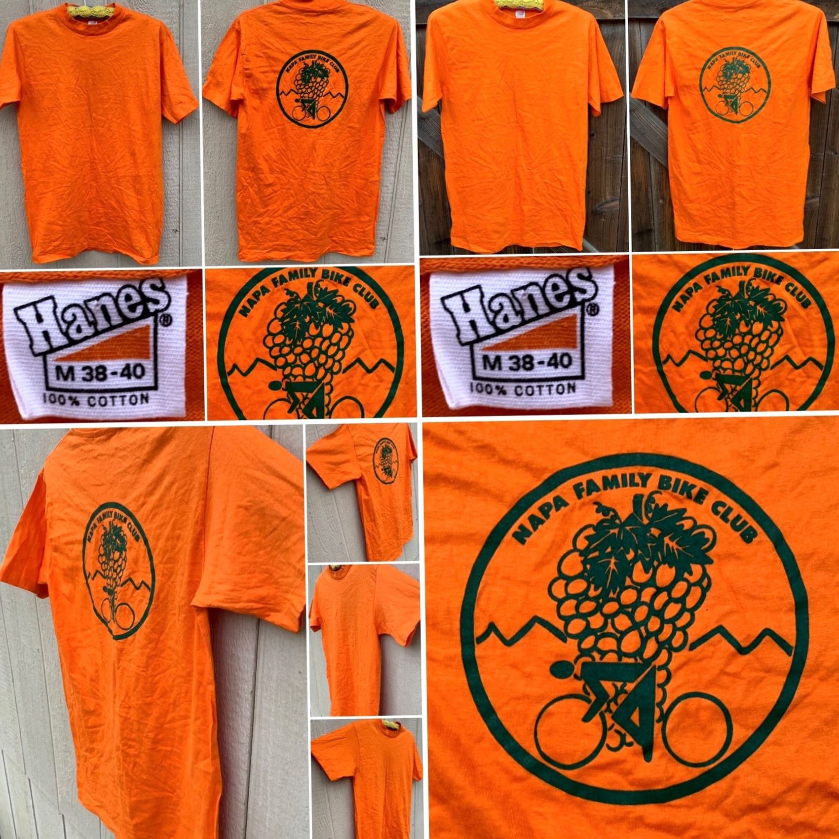 Hanes VINTAGE Hanes Shirt Napa Family Bike Club 1970s M single stitch Orange Mens Size US M / EU 48-50 / 2 - 5 Thumbnail