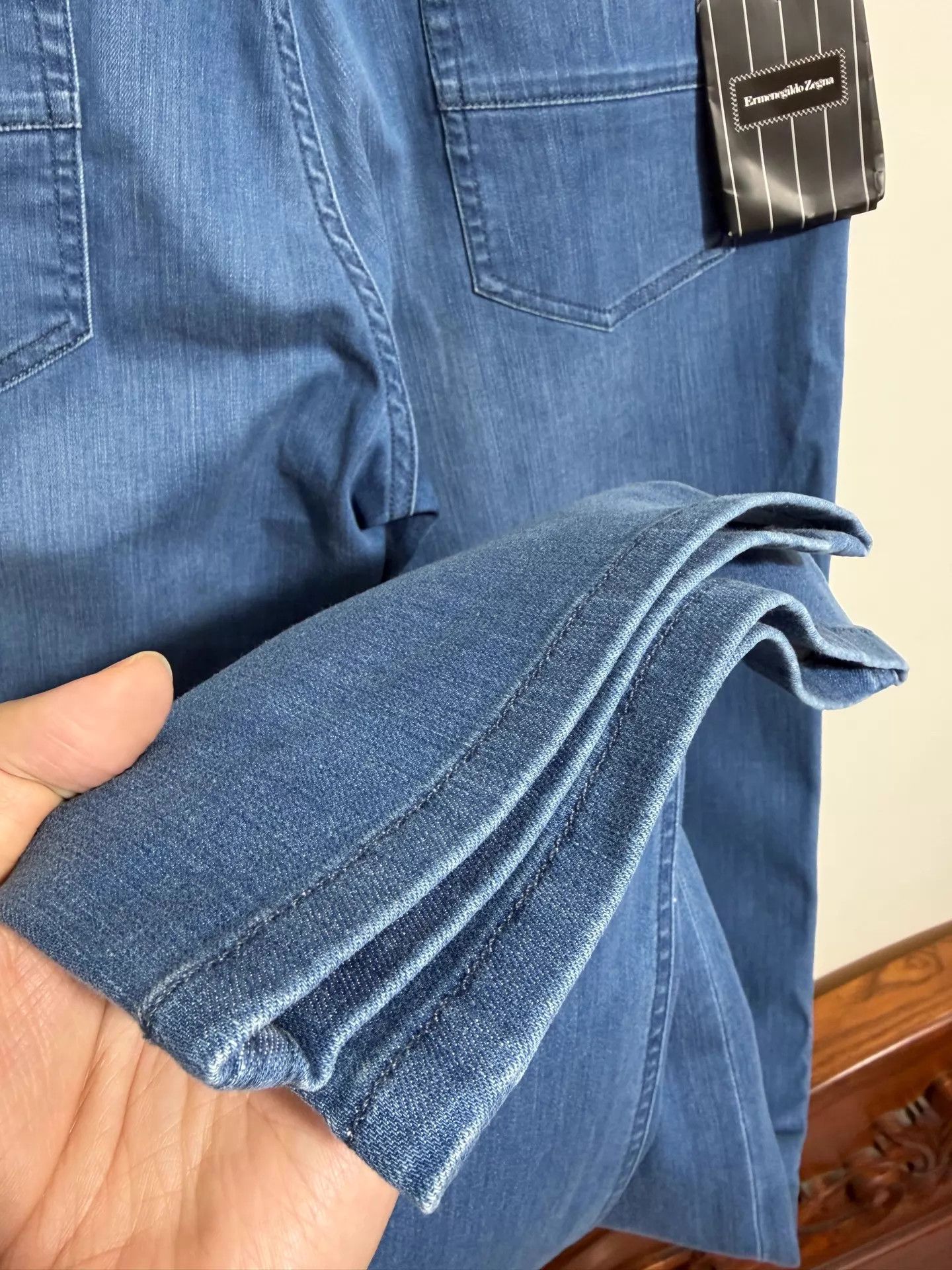 Ermenegildo Zegna Zegna Mid Blue Straight Jeans 33/34 New with Tags Size US 33 - 5 Thumbnail