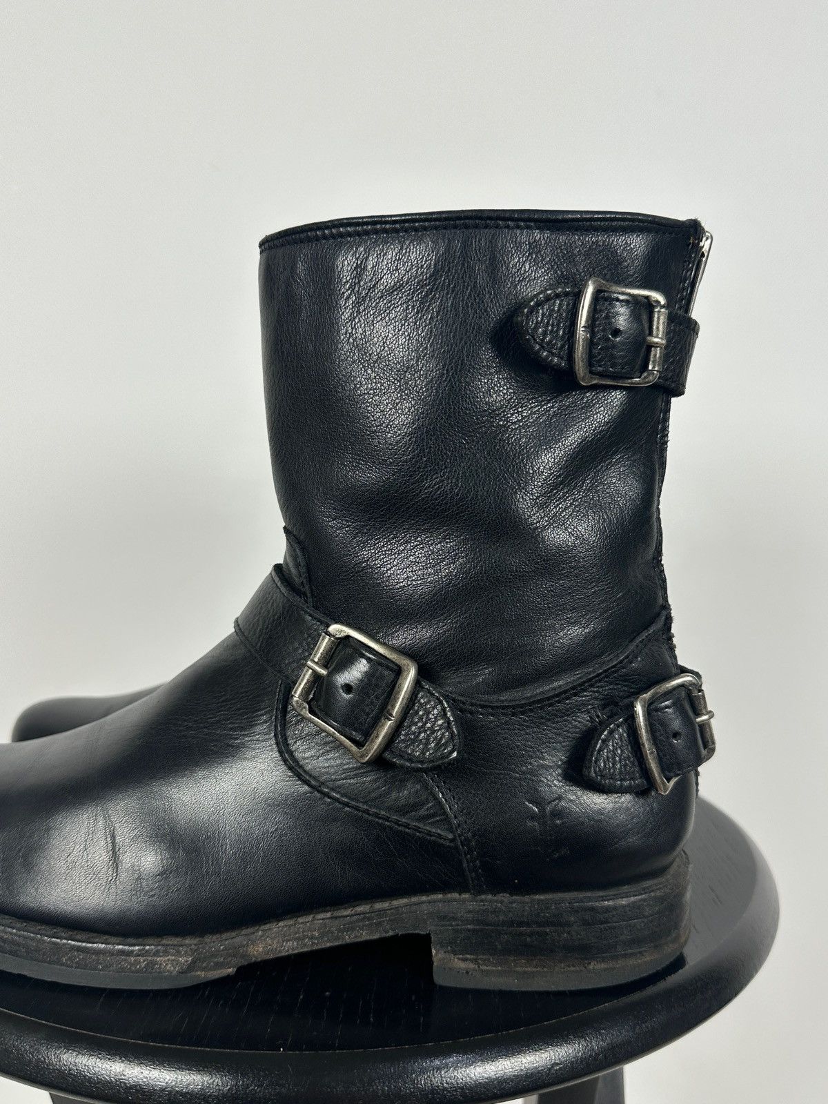 Frye Frye Veronica Black Leather Back Zip Buckle Harness Boots Size US 8.5 / IT 38.5 - 13 Thumbnail