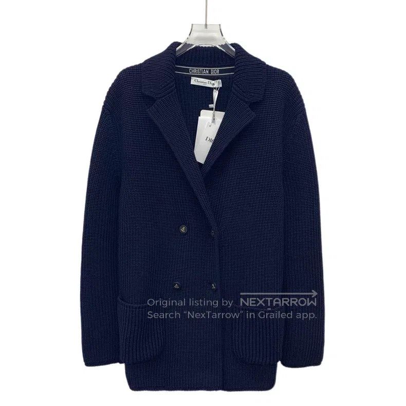 Dior Dior Blue lapel woollen knitted cardigan suit jacket Size S / US 4 / IT 40 - 1 Thumbnail