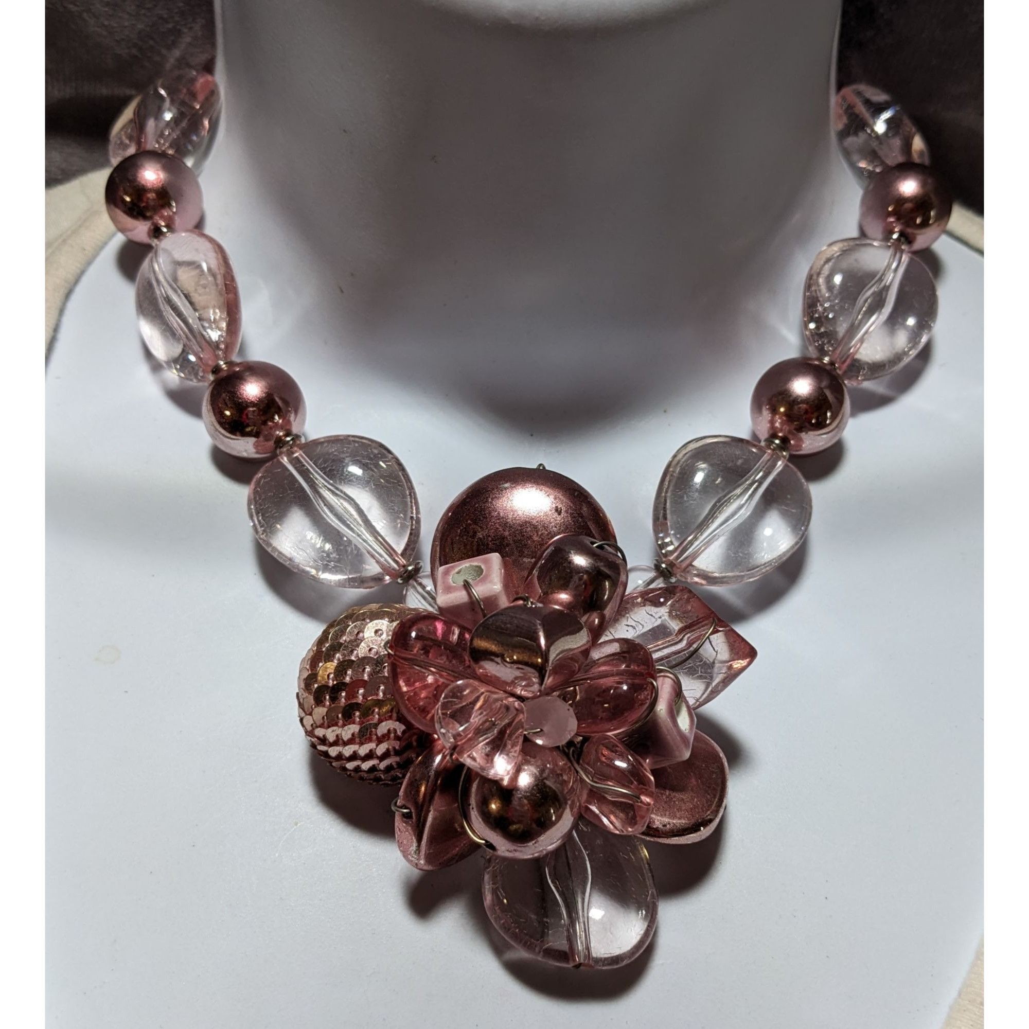 Other Pink Metallic Floral Statement Necklace Size ONE SIZE - 6 Thumbnail
