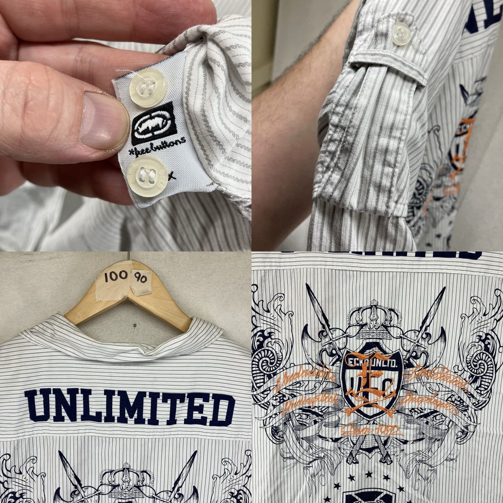 Ecko Unltd. VINTAGE Ecko Unltd Button Up Shirt Men’s 3XL Striped Short Sleeve Embroidered Logo Cotton Gray Casual Streetwear 90s Hip Hop Mens Size US XXL / EU 58 / 5 - 9 Thumbnail